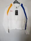 Nike FC White Yellow Blue Stripe Dri-Fit Perforated Loose Fit Jacket  10  12