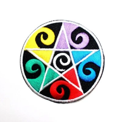 Multi Color Star patch Satan Symbol Emblem for DIY Iron on Clothes Jacket Jeans - Image 1 of 4