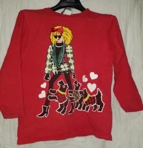 The Fun Clothing Company Vintage 1990s Girl walking dogs long sleeve Shirt 8/10 - Picture 1 of 4