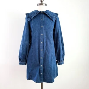 & OTHER STORIES Statement Collar Denim Mini Dress XS (34) - Picture 1 of 12