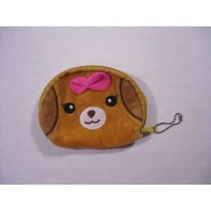 Animal Puppy Dog Girls Coin Purse Brown Backpack Keychain Wallet Pink Bow Zip - Picture 1 of 14