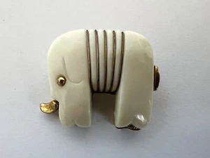 Weiß Elfenbein Gold Elefant Anstecknadel Brosche Vintage Modeschmuck - Bild 1 von 13