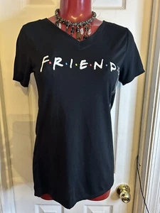 FRIENDS Official "The Television Series" Women's TV Show V-Neck T-Shirt XS BLACK - Picture 1 of 9