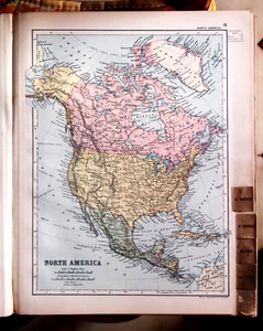 1894 ALTE GEOGRAPHISCHE KARTE: NORDAMERIKA, WESTINDISCHE INSELN, KUBA. ATLAS SPECK. - Bild 1 von 2