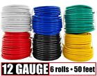 12 Gauge 12v Automotive Remote Wire Primary Cable CCA - 6 Rolls - 50 Feet Each