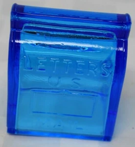 Buzón de vidrio vintage del Servicio Postal de Estados Unidos porta caramelos contenedor juguete azul - Imagen 1 de 7