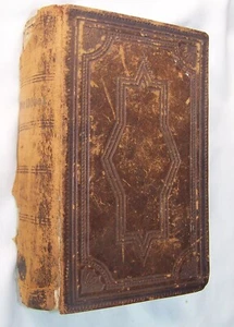 ANTIGUA BIBLIA ALEMANA DE 1860 GENEALOGÍA FAMILIA HENRY LEONARD ROXBURY - Imagen 1 de 6