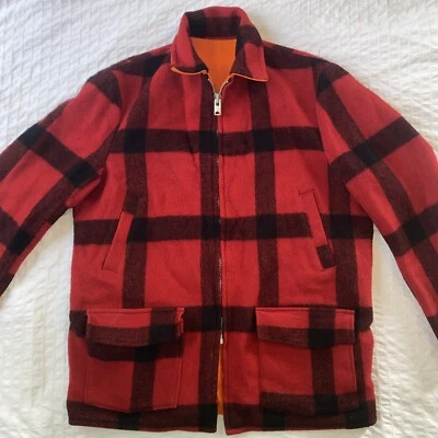 复古 Carter's 双面水牛格子羊毛猎人橙色夹克外套成人 46 — 第 1/4 张图片