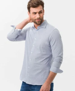 Brax Hemd Langarm,Gr. M  modern fit, Weiß-Blau, Grafik-Muster, UVP 69,95 € - Bild 1 von 7