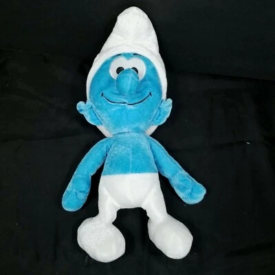 Smurf Blue White Clumsy Plush Stuffed Animal Vintage Nanco Soft 12" The Smurfs - Image 1 of 4