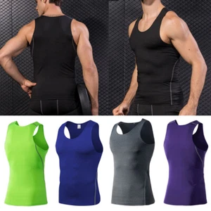 Men Tank Tops Running Fitness Cycling Quick Dry Vest Athletic Sports Activewear - Picture 1 of 18