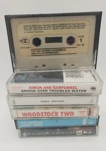 Lot of 6 Cassette Tapes - Jimi Hendrix The Beatles Eric Clapton & More UNTESTED - Picture 1 of 9