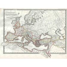 1850 MAP ROMAN EMPIRE DIVIDED EAST WEST ANCIENT ROME POSTER ART PRINT 12x16 inch