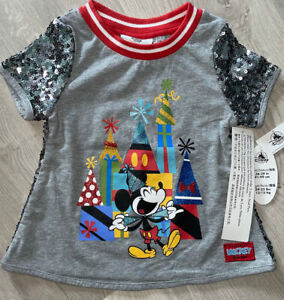 *Disney.....Girls XXS.....Disneyland Mickey Mouse Sequin Birthday Shirt