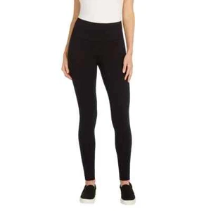 Max & Mia Ladies’ High Waist French Terry Women Legging Gym Yoga - Black - Med - Picture 1 of 4