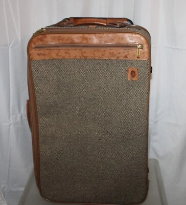 (MAB) Hartman® Tweed Rolling Suitcase Luggage Brown Leather Upright Carry-On - Image 1 of 4
