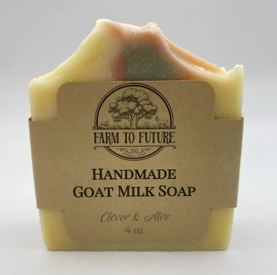 4oz Handmade Goat Milk Soap, Clover Aloe, Sensitive Skin, Natural Soap - Image 1 of 4
