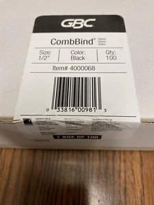 GBC 1/2" BLACK PLASTIC BINDINGS CERLOX Quantity Of 95 Bindings - Picture 1 of 5