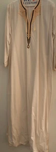 UNISEX PLAIN IVORY KAFTAN WITH GOLDEN AND BROWN EMBROIDERY ON TRIMS - Picture 1 of 6