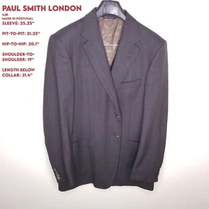 Paul Smith London Wool Silk 42R Brown Gray Sport Coat Notch 2 Silver Buttons EUC - Picture 1 of 22