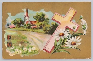 Glenwood Nueva York, Saludos de Pascua Cruz Flores Iglesia, Postal De Colección - Imagen 1 de 2