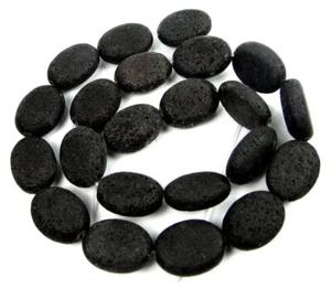 Cuentas ovaladas de lava negra natural de 18x13 mm - aromáticas - difusor de aceites esenciales 15" - Imagen 1 de 2