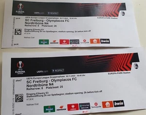 2 x Tickets SC Freiburg gg Olympiacos am 30.11.2023 - Bild 1 von 1