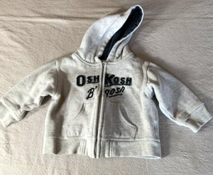 Oshkosh B'gosh Sweatshirt Hoodie Baby Boys 18M 18 Months Gray Full Zip Hooded  - Picture 1 of 7