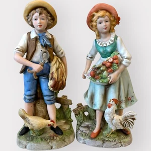 Estatuillas de colección de interiores para el hogar Homco 8881 cosechadoras pareja de granja joven porcelana - Imagen 1 de 11