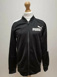 SS668 BOYS PUMA BLACK WHITE ZIPPED SPORTS TRACKSUIT TOP AGE 11-12 YEARS  - Picture 1 of 5