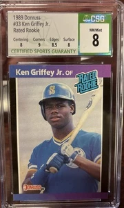 1989 Donruss - Rated Rookie Ken Griffey Jr #33 (RC) CSG 8 Sub grades Included - Picture 1 of 2
