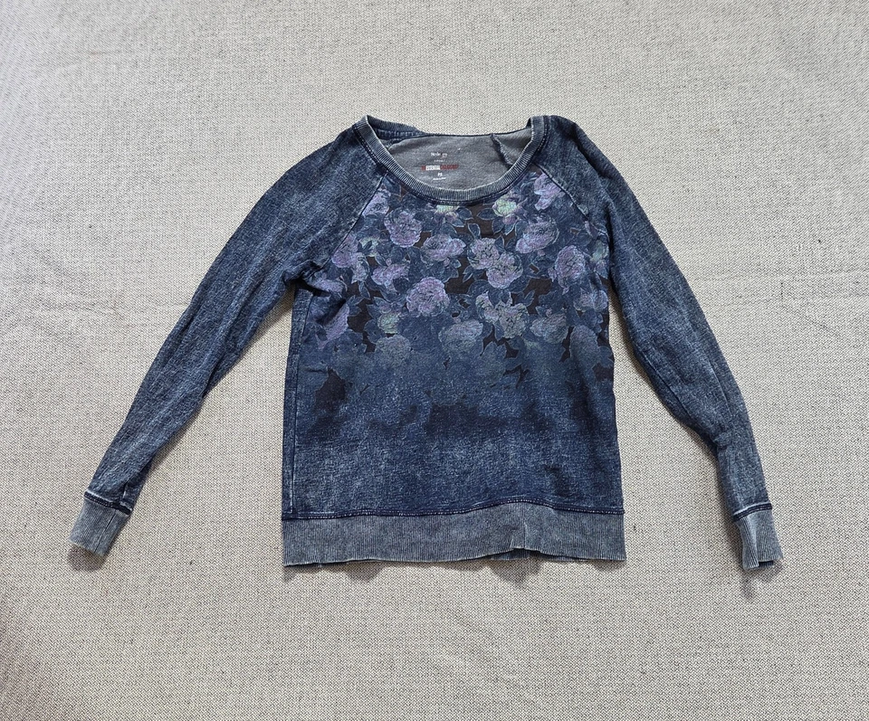Style&co. The Essential Sweatshirt Womens PS Blue Floral Round Neck Long Sleeve - Image 1 of 4