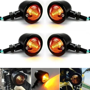 4pcs Motorrad Blinker Miniblinker Signallicht Anzeigeleuchte Schwarz Für Harley - Picture 1 of 10