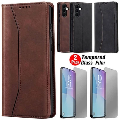 For Samsung Galaxy A36 5G Flip Leather Stand Case Cover / Privacy Tempered Glass - Image 1 of 4