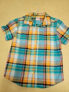Cat & Jack Button Down Shirt Boys 10/12nPlaid Short Sleeve - Picture 1 of 3