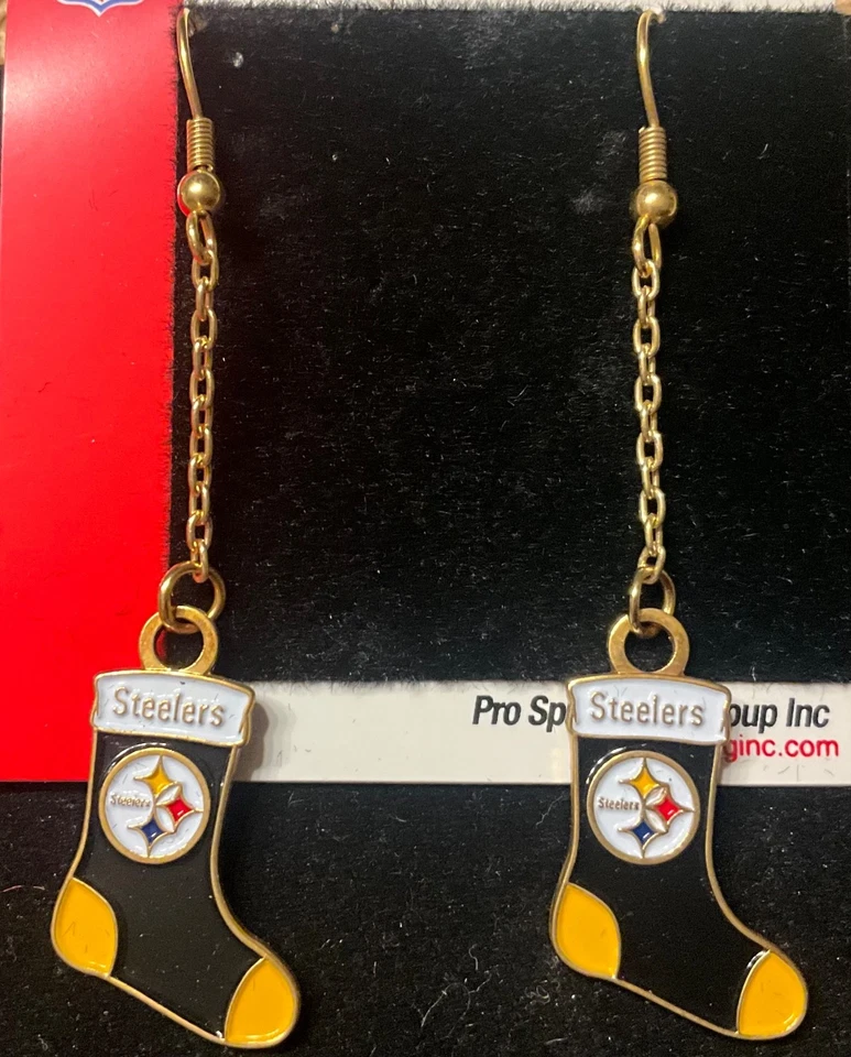Pendientes colgantes de gancho en J con logotipo de los Pittsburgh Steelers Foto 1 de 1