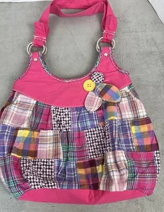 Bolso Cartera Chateau Patchwork Rosa Vintage Boho Patchwork Y2K Botón Flor Usado - Imagen 1 de 8