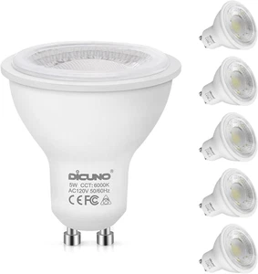 GU10 Bombillas LED 5W Luz de Día Blanco, 6000K, 500Lm, Ángulo de haz de 45 grados, Foco, - Imagen 1 de 8