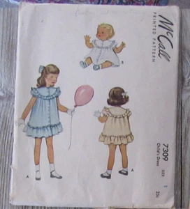 Vtg McCall Pattern 7309 Sz 1 Cut / Complete Child Girl Dress with Ruffles - Picture 1 of 3