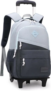 Rolling Backpack for Boys Girls School Bookbag with Wheels Kids Luggage Trolley - Picture 1 of 12