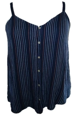 SONOMA Mujer XXL Rayas Náuticas Campesino Sin Mangas Algodón Top Azul Marino Nuevo con Etiquetas  Foto 1 de 4