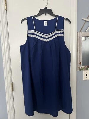 ¡NUEVO! Camisón/salón Croft&Barrow Pintuck Sweetheart para mujer - azul marino talla 1X Foto 1 de 4