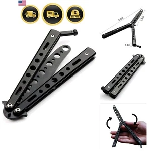 Steel Metal Folding Knife Balisong Trainer Practice Butterfly Knife You Turns - Picture 1 of 9
