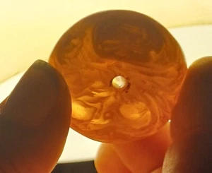 Antica Perla Tonda Singola Grande Ambra Eggyolk Butterscotch, Circa 14 grammi - Foto 1 di 7