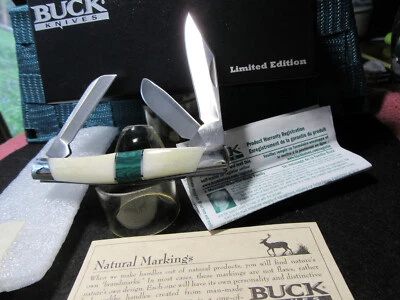 Buck Limited Edition 2008, 301 Stockman. Smooth White Bone / Malachite. MIB - Image 1 of 4