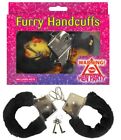 24X METAL BLACK FURRY FLUFFY HANDCUFFS - CLEARANCE / WHOLESALE TRADE LOT