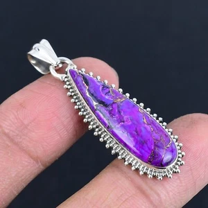 Lila Türkis Edelstein massiv 925 Sterling Silber Handarbeit Anhänger Schmuck - Bild 1 von 5