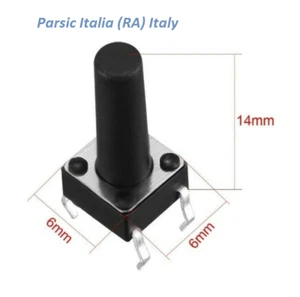 MICRO PULSANTI 6x6x14mm 4 PIN N.A. Mont. PCB adatto x Arduino ( = 40 PEZZI) - Bild 1 von 4
