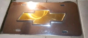 Chevrolet Gold Bowtie 3D Logo Chrome Stainless Steel License Plate - Bild 1 von 3