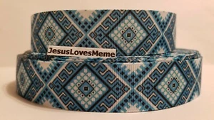 Cinta de grosgrain diseño azteca diamantes verde azulado tema occidental adornar artesanías, 1" - Imagen 1 de 1